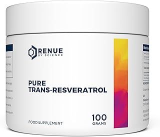 Renue By Science Pure Trans Resveratrol Powder - 100 Grams, 200 Day Supply - Supports Longevity, DNA Repair, Cellular Function, and Healthy Metabolism - Research Backed and Third-Party Tested