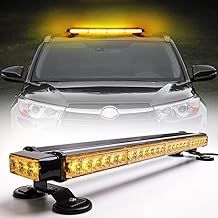Strobe Flashing Light Bar - 26.5" 54 LED Double Side High Intensity Automotive Warning Beacon, 12-24V Emergency Flashing Lights with Magnetic Base, for Vehicles Car Truck Roof (Amber)