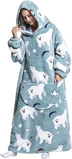 Lengthen Hoodie Blanket,Oversized Ultra Soft Warm Wearable Hooded Blanket Sweatshirt,One Size Fits All Adults Men Women