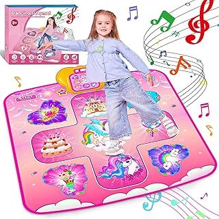 Dance Mat Toys for Kids,Unicorn Toys for Girls Electronic Dance Pad,5 Levels,Adjustable Volume,LED Kids Musical Mat,Built-in Music,Best Christmas & Birthday Gifts for 3 4 5 6 + years old kids (Bleu)