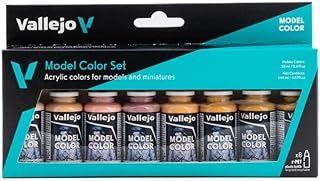 Vallejo Model Color Face Skin Colours Acrylic Paint Set - Assorted Colours (Pack of 8), Brown, 17 ml (Pack of 8)