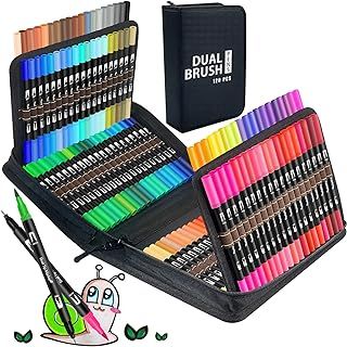 120 Dual Tip Colouring Pens Brush Pen Felt Tip Pens for Adults Kids Artist Beginner, Dual Tip Brush Marker Pen for Drawing Sketching Adult Colouring Books Bullet Journal Calligraph