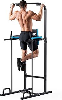 JX FITNESS Power Tower Adjustable Dip Station Pull up Bar Push Up Workout Abdominal Exercise Home Gym Tower Body Building