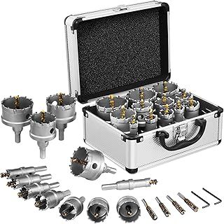 16Pcs Carbide Hole Saw Sets for Metal Hole Saw, 5/8"-2-1/4" Inch Hole Cutter Set, to Notch Steel Tubing, Cutting Through Brick, Accurate Hole Cut