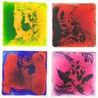 Liquid Sensory Square Floor Tiles Set of 4-50x50cm, Stimulating Touch, Sight, and Imagination