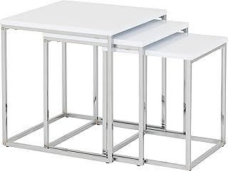 Seconique Charisma Nest Of Tables in White Gloss/Chrome