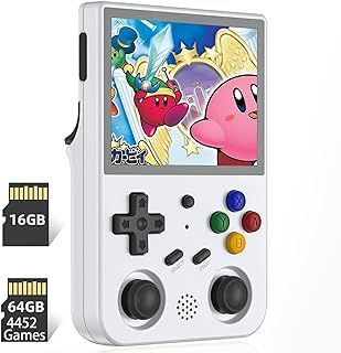 RG353V Handheld Game Console Support Dual OS Android 11+ LINUX, 5G WiFi 4.2 Bluetooth RK3566 64BIT 64G TF Card 4450 Classic Games 3.5 Inch IPS Screen 3500mAh Battery
