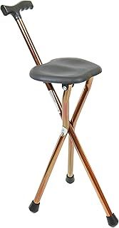 PEPE Mobility - Walking Stick with Seat Foldable (Height 32.2"), Chair for Adults, Men and Women, Aluminium 3 Legs, Cane Bronze