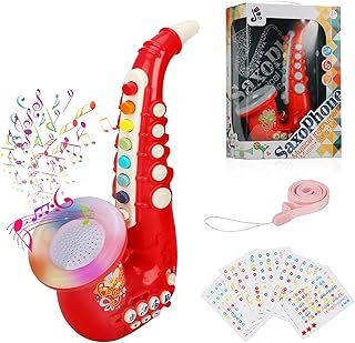 Coikes Red 8-Note Plastic Saxophone for Kids - Portable Musical Instrument, Early Educational Toy