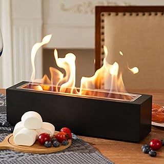 BRIAN & DANY Table Top Fire Pit, Bio Ethanol Tabletop Fireplace for Indoor and Outdoor Use, Black
