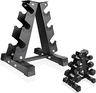 FK Sports 3 Tier Dumbbell Rack Storage Stand Tree Hex Vertical Weight Wide Home Gym fitness | Dumbells Holder Home Fitness Weight Rack Durable Steel, Black,120 kg