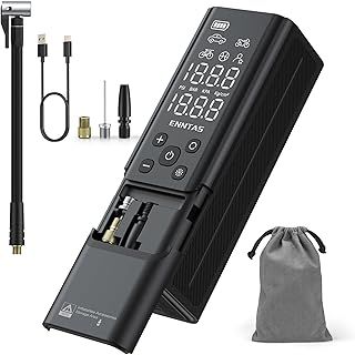 Cordless Tyre Inflator Air Compressor, Portable Electric Bike Pump 150 PSI, Pressure Gauge with Digital LCD Display, Emergency LED Light, Rechargeable Tyre Pump for Car Motorcycle Bicycle Ball