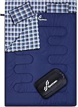 Sportneer Sleeping Bag for Adults - Double Sleeping Bags with 2 Pillows for 3 seasons, Waterproof Lightweight 2 Person Adults Sleeping Bag for Camping, Backpacking, Hiking, No Flannel Lining