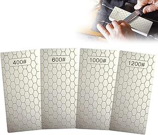 4-Piece Diamond Sharpening Stones - Honeycomb Design, 400/600/1000/1200 Grit, for Kitchen & Outdoor Use