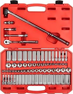 TEKTON 3/8 Inch Drive 6-Point Socket and Ratchet Set, 73-Piece (1/4-1 in., 6-24 mm) SKT15311