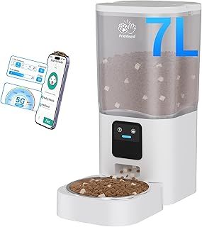 Frienhund Automatic Cat Feeder with 5G WiFi: Cat Food Dispenser with APP Control, Automatic Dog Feeder with 7L Large Food Storage Container,Pet Feeder with Timer for Multiple Pets,Easy Clean