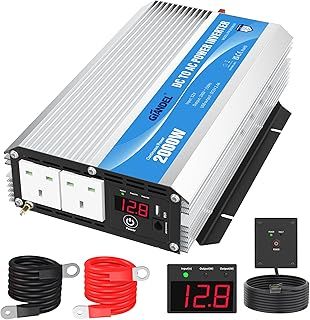 GIANDEL Car Power Inverter 2000W DC 12V to AC 240V 230V Modified Sine Wave Converter Compatible with Lithium Battery with Remote Controller & Dual AC Outlets for RV Truck Car