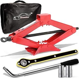 Car Jack Kit - Scissor Lift 1.5T for Cars, SUV, Van With Wheel Brace Lug Wrench & Ratchet Handle - Heavy Duty Lifting Set With Carry Bag
