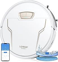 Robot Vacuum, 4000Pa Robot Vacuum Cleaner with Mop, Robotic Vacuums with Auto Carpet Boost, Robot Hoover Ultra Thin for Pet Hair, Smart App Control, Work with Alexa, Evol 3s,White