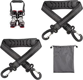 2pcs Ski Boot Carrier Straps with Storage Bag, Portable Ski Carrier Straps Backpack Straps Ski Shoulder Sling Ski Bag Shoulder Strap Skate Leash Roller Skate Leash Ski Snowboard Accessories