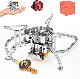 Camping Gas Stove 6600W, Portable Outdoor Camping Furnace, Folding Wild Camp Gas Burner, Backpacking Stove Suitable for Hiking, Camping, Trekking and Picnic