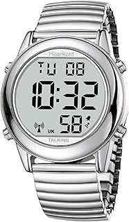 Hearkent Atomic Digital Talking Watch British English Speaking Pleasant Voice Big Numbers Radio-conrtolled Watch for Elderly Or Blind People