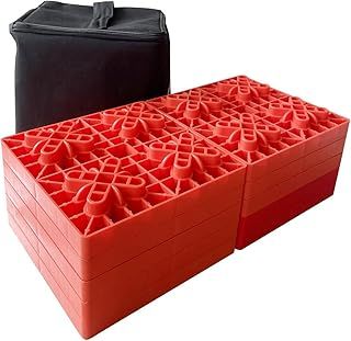 KATSU Caravan Levelling Blocks 10PCs Pack Heavy Duty Ideal for Leveling Single and Dual Wheels, Camper Levellers, Motorhome, Hydraulic Jacks, Stabilizer Jacks, Packed in Storage Bag 161926