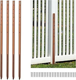 GROWNEER 4PSC Timber Fence Post Repair Stakes Kit Heavy Duty Fence Post Stakes Ground Spike Reinforces and Repairs Damaged or Broken Post(to fix 2 Broken Wood Post)