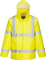 Portwest H440 Men's Waterproof Hi Vis Rain Jacket - Reflective Lightweight Safety Workwear with Pockets and Hood Orange, 4X-Large