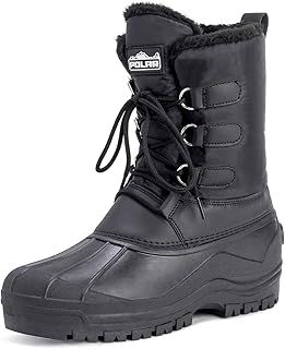 Polar Mens Muck Lace Up Short Nylon Winter Snow Rain Lace Up Waterproof Duck Boots