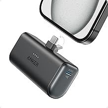 Anker Nano Power Bank, Mini Portable Charger with Built-In Foldable USB-C Connector, 5,000mAh Battery Pack 22.5W, For iPhone 16/15, Samsung S23 Series, Note20 Series, Huawei, iPad, AirPods, and More
