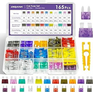 165 Pcs Car Fuses Kit – Mini & Standard Blade Fuses, 2A-40A, Mixed Fuse Pack with Storage Case & Fuse Puller – Automotive Fuse Set for Cars, Trucks, SUVs, 12V-32V Applications