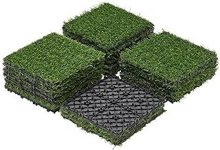 Yaheetech Artificial Grass Turf Indoor Outdoor 27PCS 31 * 31cm Artificial Grass Emulation Plant Dog Trainning Simulation Grass Doormats Dirty Remove Antislip for Garden, Patio, Lawn, Balcony