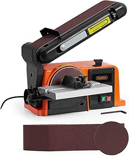 VonHaus Benchtop Belt & Disc Sander, 100mm x 915mm, with Cast Iron Base and Integrated Dust Port - Removable Table, Sanding Belt and Disc Included