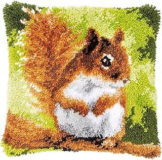 ROCKY&CHAO DIY Latch Hook Kits 43x43cm Latch Hook Pillow Case Embroidery Kits, DIY Carpet Needlework Latch Hook Cushion Cover Kits for Kids & Adults Beginners, Sofa Cushion Cover 17x17 inch