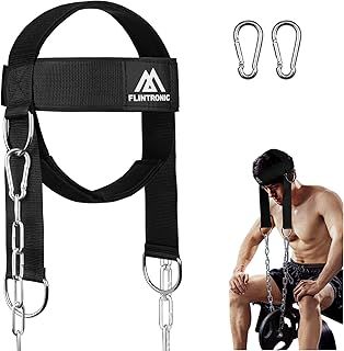 Flintronic Neck Harness Weight Lifting Training, Head Harness Exerciser, Neck Trainer with Adjustable Chin & Head Straps, For Weight Lifting, Resistance Training, Strengthener Trainer Equipment
