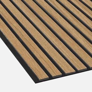 Premium Wide Slat Acoustic Wall Panelling 2400mm x 600mm Decorative 3D (Natural Oak)