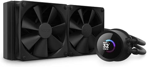 NZXT Kraken 240 - RL-KN240-B1 - 240mm AIO CPU Liquid Cooler - Customizable 1.54" Square LCD Display for Images, Performance Metrics and More - 2 x F120P Fans - Black