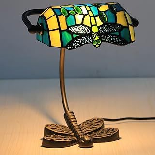 Uziqueif Bankers Vintage Tiffany Style Stained Glass Retro Classic Desk Lamp