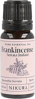 Nikura Indian Frankincense (Serrata) Essential Oil - 10ml | 100% Pure Natural Oils | Perfect for Aromatherapy, Diffusers, Humidifier, Bath | Great for Self Care, Skin | Vegan & UK Made
