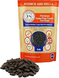 Bounce and Bella Grain Free Dog Training Treats - 1000 Treats - 80% Steamed Fish, 20% Potato & Sweet Potato - Hypoallergenic with Omega-3 and Vitamins for Healthy Dogs (1 Pack)