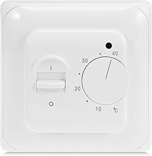 Manual Underfloor Heating Thermostats 220V 16A, Electric Underfloor Heating Controller Mechanical Room Thermostat with Floor Sensor Probe White