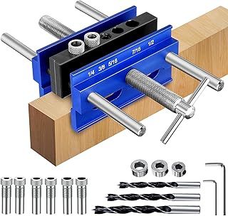 Self Centering Dowel Jig 6.7 Inch Woodworking Doweling Jig Kit Pocket Hole Jig Kit Adjustable Drilling Guide Puncher Locator Carpentry Tools DIY Tool for Furniture