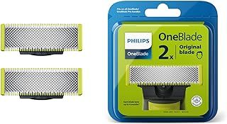 Philips OneBlade 2 stainless steel Replacement Blades for Face, compatible with all OneBlade beard trimmers, body groomers, electric razors (Model QP220/50)