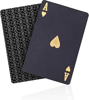 ACELION Cool Plastic Playing Cards, Deck of Waterproof Cards Poker for Gift Party Game (Black Diamond)