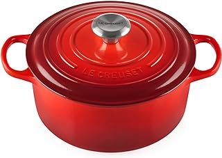 Le Creuset Signature Enamelled Cast Iron Round Casserole Dish With Lid, 24 cm, 4.2 Litre, Cerise, 21177240602430