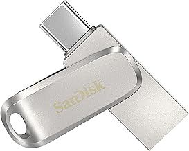 SanDisk 1TB Ultra Dual Drive Luxe Flash Drive smartphone storage, USB C memory stick up to 400 MB/s, reversible USB Type-C and USB Type-A connectors, for tablets, Macs, computers, all metal Silver