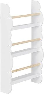 WOLTU Kids Bookcase Wall Shelf, 3 Tier Children's Bookshelf Storage Display Rack, Wooden Book Organizer for Children's Room, White