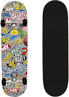 X-Skate Complete Skateboard 31" Double Kick Beginner Skateboard for Kids Teenagers & Adults 7 Ply Maple Deck ABEC 7 Bearings for tricks and skateparks