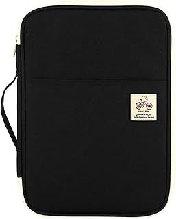JAKAGO A4 Portfolio Conference Folder Waterproof Business Document Case Passport Holder Ipad Sleeve with Zip and Handles for Travel Meeting Office Holiday (Black)